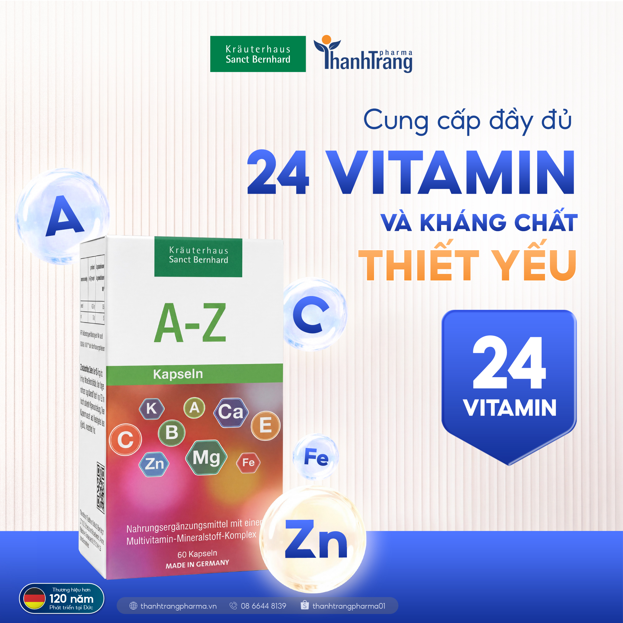 VITAMIN KHOÁNG CHẤT TỔNG HỢP A-Z KAPSELN 60v